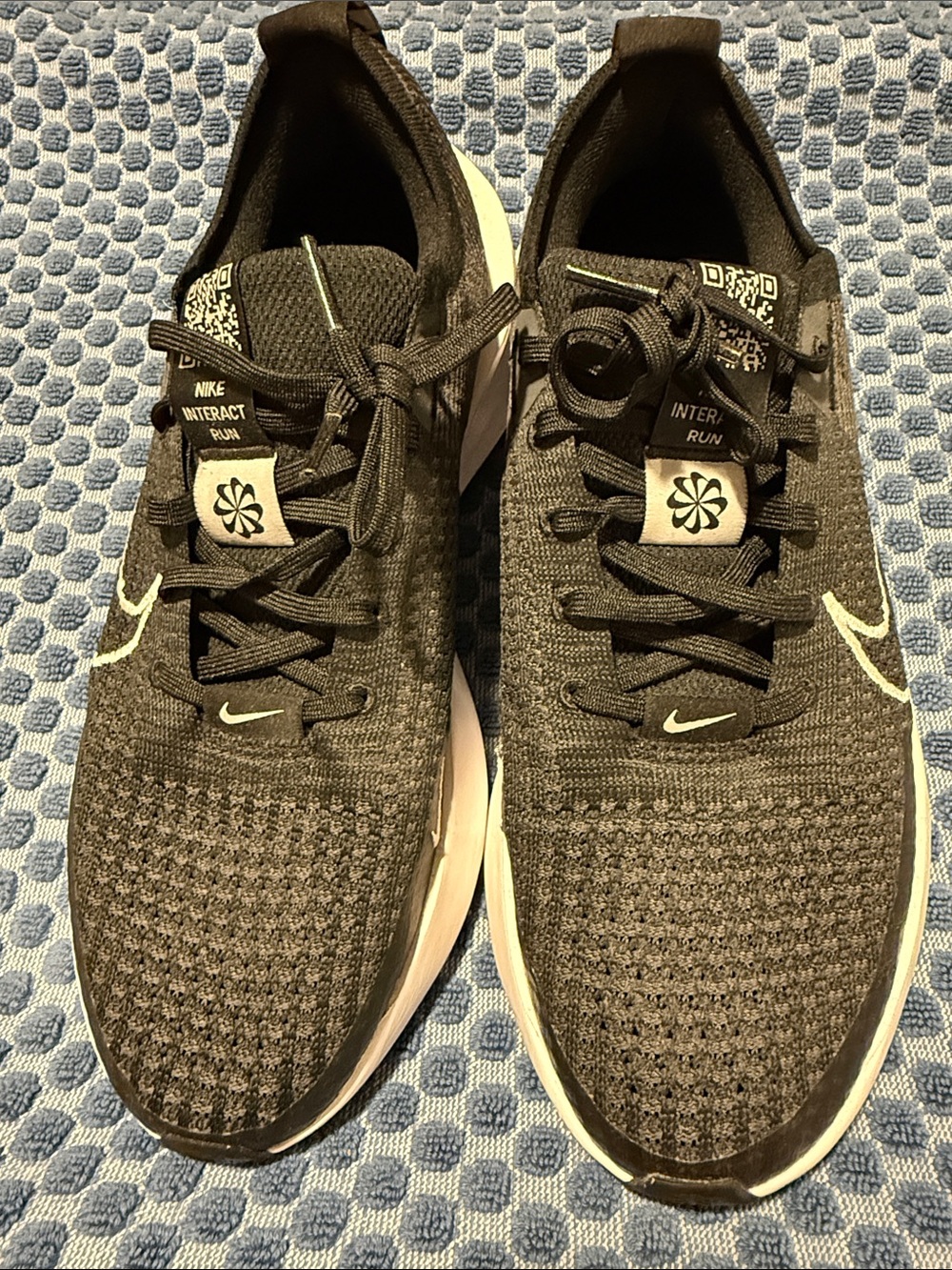 Nike Black Knit Interact Run Sneakers with White Midsole